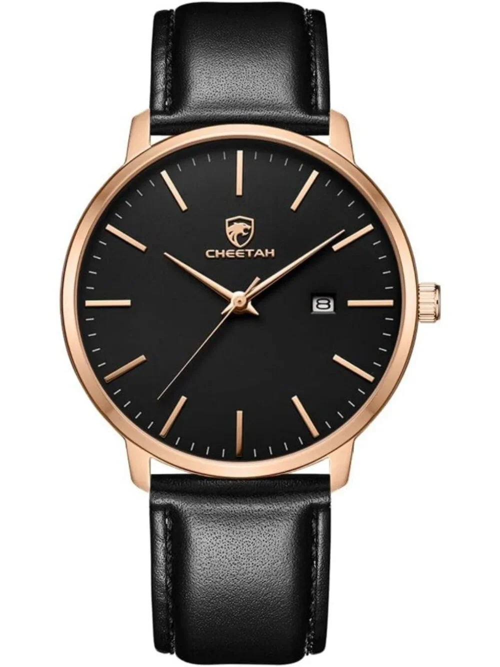 Stylish Minimalist Waterproof Quartz Watch for Men, Leather Strap, Auto Date